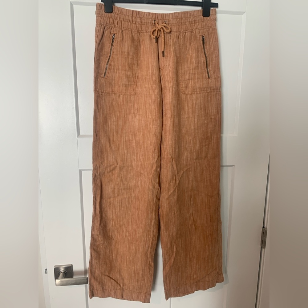 Athlete Cabo linen pants 12 tall the color is a rust